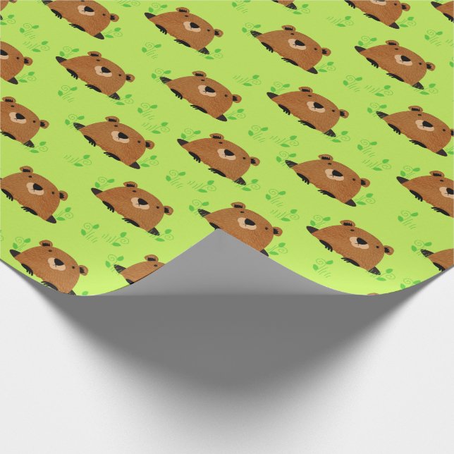 Papel De Regalo Patrón de bosque adorable Groundhog (Esquina)