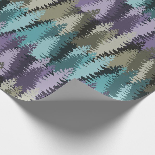 Papel De Regalo Patrón de bosque de pinos en capas (Esquina)