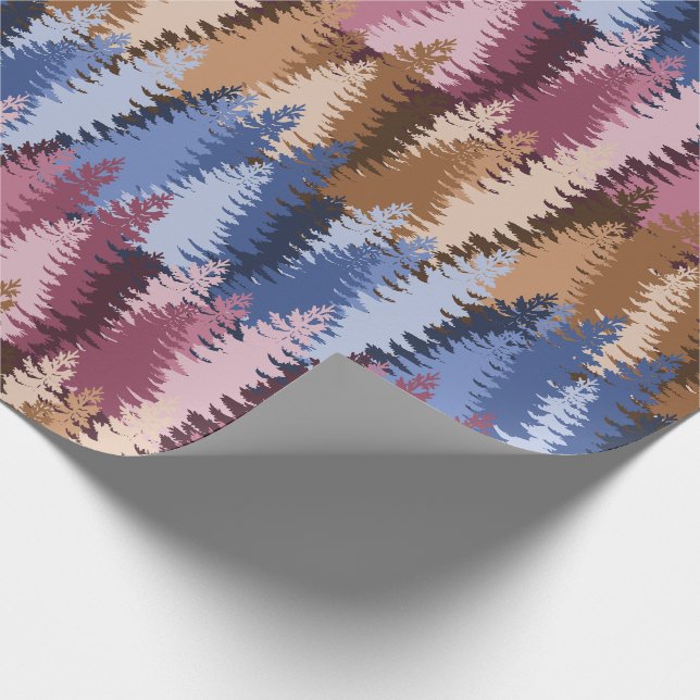 Papel De Regalo Patrón de bosque de pinos en capas (Esquina)