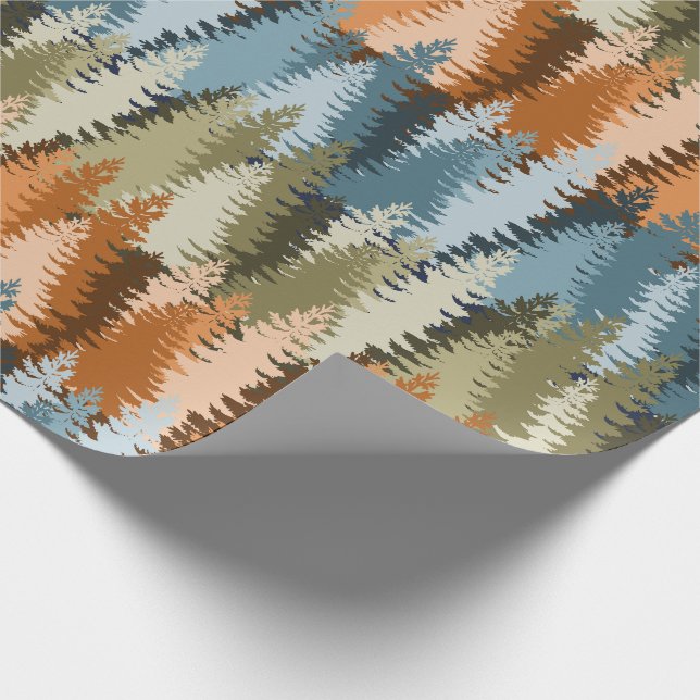 Papel De Regalo Patrón de bosque de pinos en capas (Esquina)