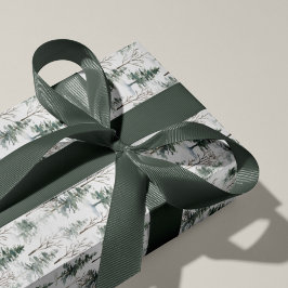 Papel De Regalo Patrón de bosque evergreen de invierno