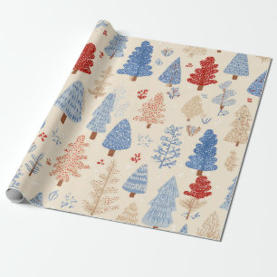 Papel De Regalo Patrón de bosque invernal escandinavo (1)