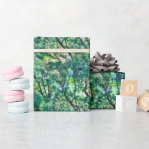Papel De Regalo Patrón de bosque verde acuático