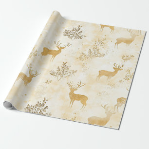Papel De Regalo Patrón de bosque vintage de cervatillo y floral