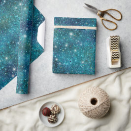 Papel De Regalo Patrón de brillo azul turquesa del océano