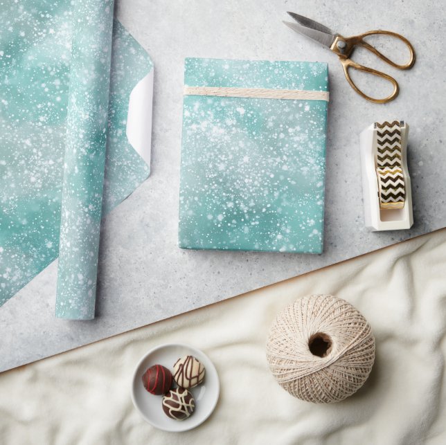 Papel De Regalo Patrón de brillo blanco de menta helada (Artesanía)