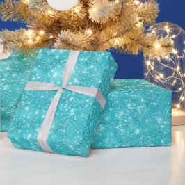 Papel De Regalo Patrón de brillo blanco destello azul acuatico bri