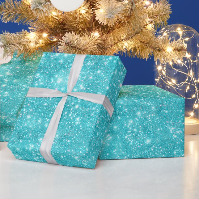 Papel De Regalo Patrón de brillo blanco destello azul acuatico bri (Vacaciones)