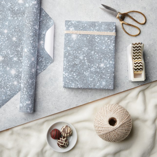 Papel De Regalo Patrón de brillo blanco escarcha plateada helada (Artesanía)