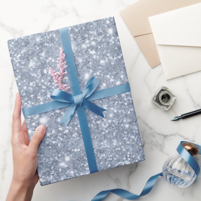 Papel De Regalo Patrón de brillo blanco escarcha plateada helada (Regalar)