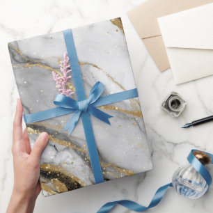 Papel De Regalo Patrón de brillo blanco veta de oro mármol de lujo