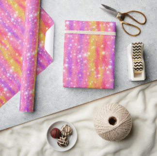 Papel De Regalo Patrón de brillo de purpurina naranja rosa