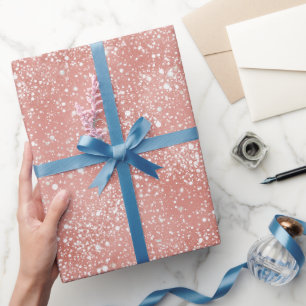 Papel De Regalo Patrón de brillo glitter rosa sonrosado femenino c