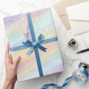 Papel De Regalo Patrón de brillo holográfico de arcoíris pastel su