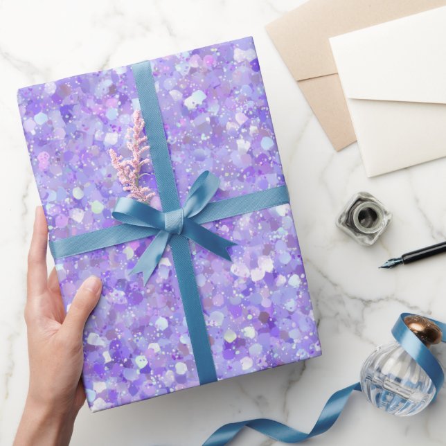 Papel De Regalo Patrón de brillo iridiscente de lavanda estética (Regalar)