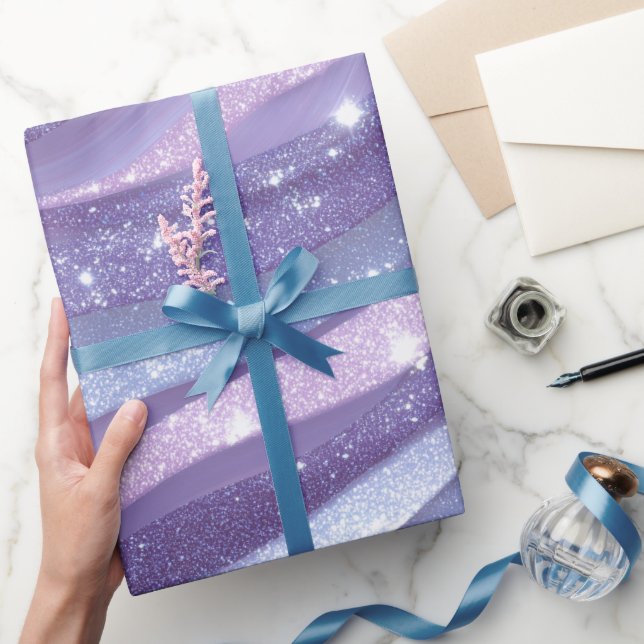 Papel De Regalo Patrón de brillo iridiscente lavanda estético (Regalar)