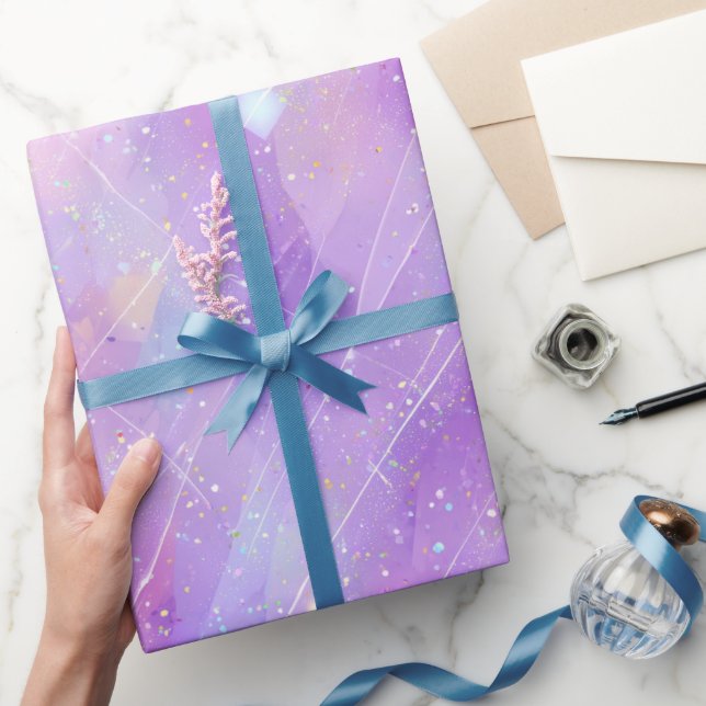 Papel De Regalo Patrón de brillo iridiscente lavanda estético (Regalar)