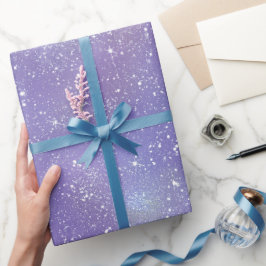 Papel De Regalo Patrón de brillo iridiscente lavanda estético