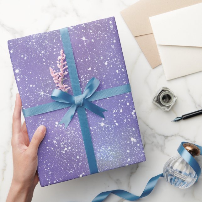 Papel De Regalo Patrón de brillo iridiscente lavanda estético (Regalar)