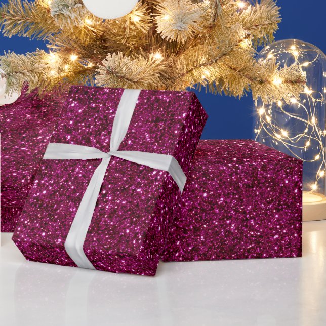 Papel De Regalo Patrón de brillo magenta vibrante rosa (Vacaciones)