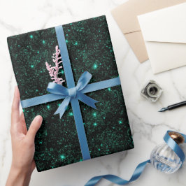 Papel De Regalo Patrón de brillo negro metálico verde esmeralda ri