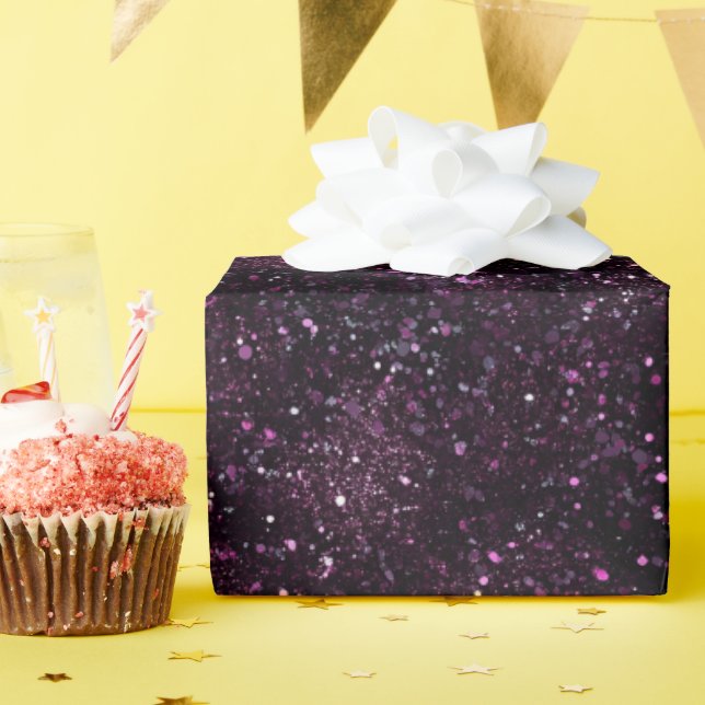 Papel De Regalo Patrón de brillo negro rico ciruela temperamental (Fiesta de cumpleaños )