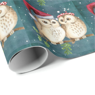 Papel De Regalo Patrón de búho de Navidad vintage