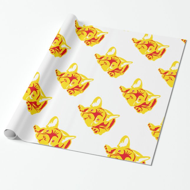 Papel De Regalo Patrón de Bulldog (Desenrollado)