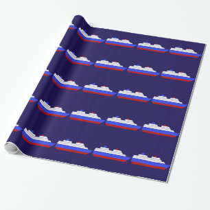 Papel De Regalo patrón de buques de mar rojo y azul
