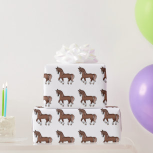 Papel De Regalo Patrón de caballo castaño lindo de dibujos animado