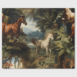 Papel De Regalo Patrón de caballo tropical vintage elegante ecuest
