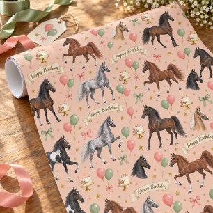 Papel De Regalo Patrón de caballos American Saddlebred de cumpleañ