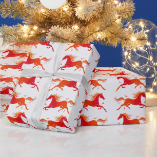 Papel De Regalo Patrón de caballos galopantes coloridos