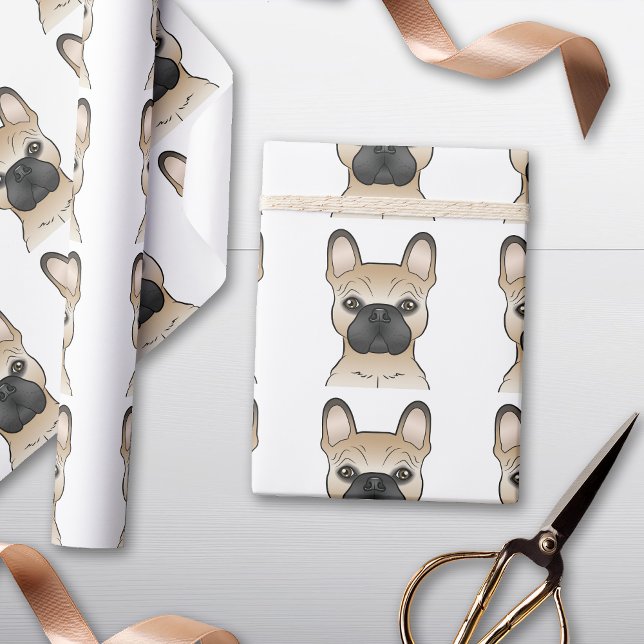 Papel De Regalo Patrón de cabeza de perro del Bulldog francés Fawn (Subido por el creador)