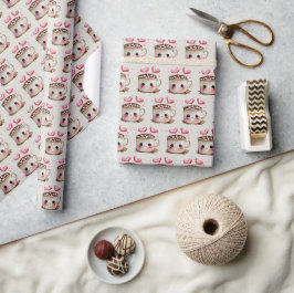 Papel De Regalo Patrón de cacao caliente rosa y crema