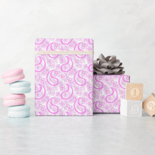 Papel De Regalo Patrón de cachemira monocromo lila rosa blanco.
