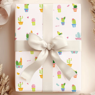 Papel De Regalo Patrón de cactus en macetas y plantas del desierto