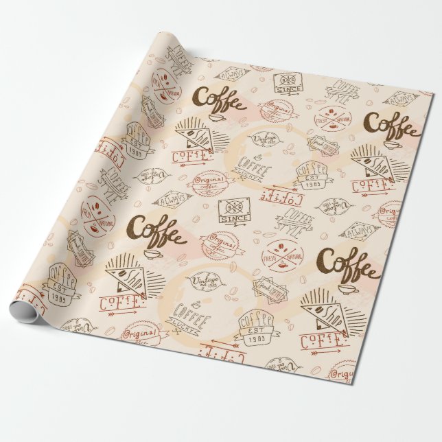 Papel De Regalo Patrón de café (Desenrollado)