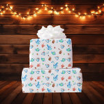 Papel De Regalo Patrón de café<br><div class="desc">Patrón de café lindo de tazas de café,  hervidores de té,  tazas de café,  molinos de café,  granos de café y hojas de té. En tonos acuáticos,  marrón,  azul/blanco,  azul y verde azulado.</div>