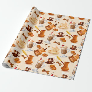 Papel De Regalo Patrón de café corto