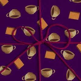 Papel De Regalo Patrón de café y bizcochos de chocolate Comida púr