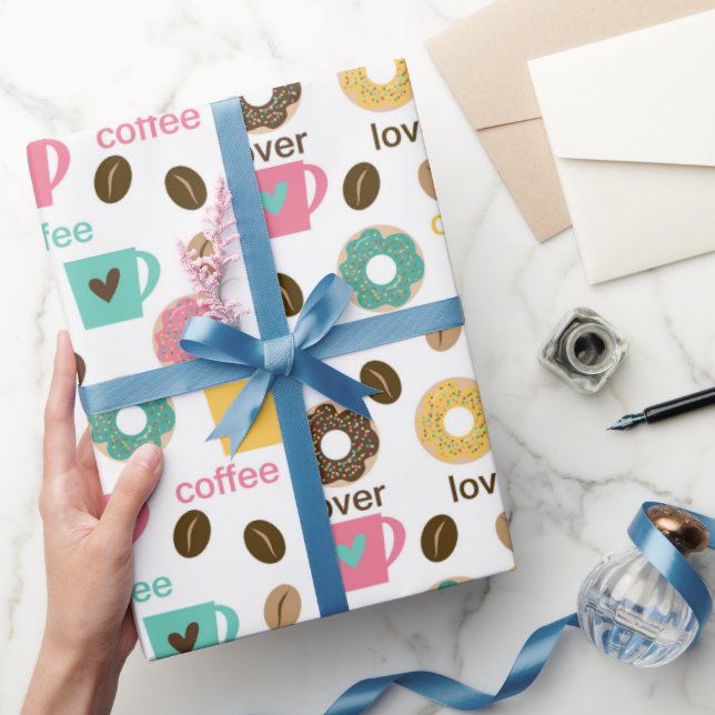 Papel De Regalo Patrón de café y donut  (Regalar)