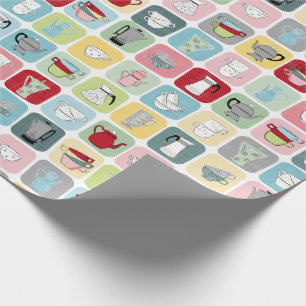 Papel De Regalo Patrón de cafés y tazas retro