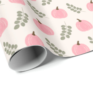 Papel De Regalo Patrón de caída de eucalipto de calabaza rosa suav
