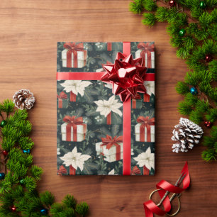 Papel De Regalo Patrón de caja de regalo festivo - Cintas rojas