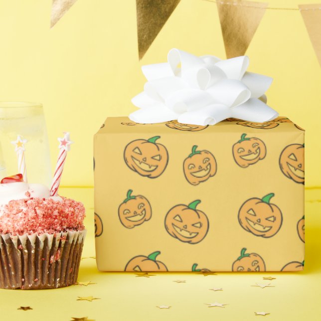 Papel De Regalo patrón de calabaza (Fiesta de cumpleaños )