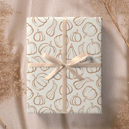 Papel De Regalo Patrón de calabaza boho neutral fiesta de otoño Ha