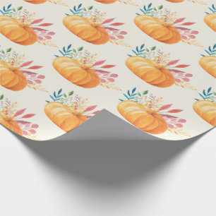 Papel De Regalo Patrón de calabaza de color de agua Naranja suave