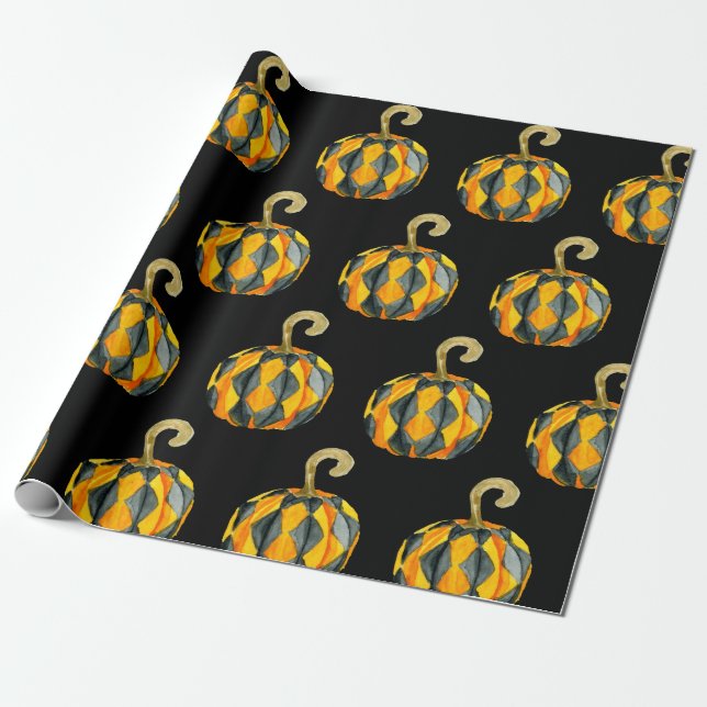 Papel De Regalo Patrón de calabaza de Harlequin (Desenrollado)