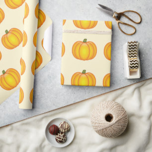 Papel De Regalo Patrón de calabaza de otoño naranja